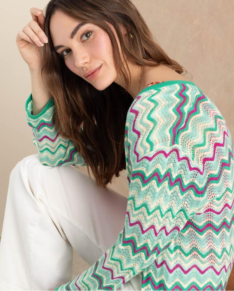 surkana Cárdigan largo tricot Turquesa Tienda