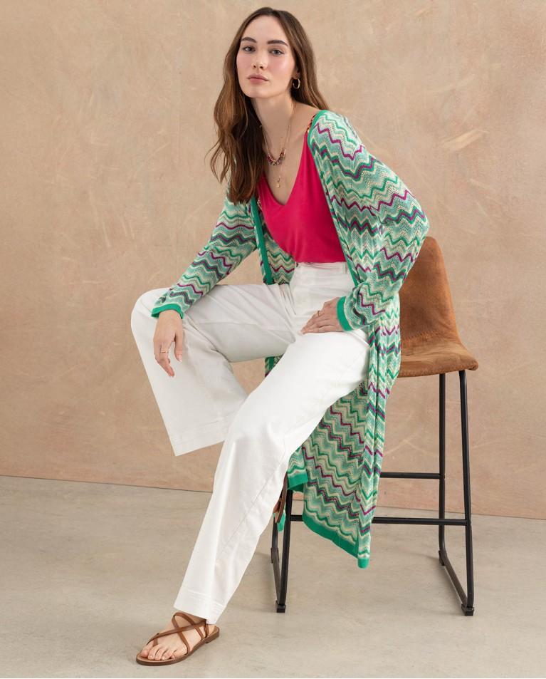 surkana Cárdigan largo tricot Turquesa Tienda