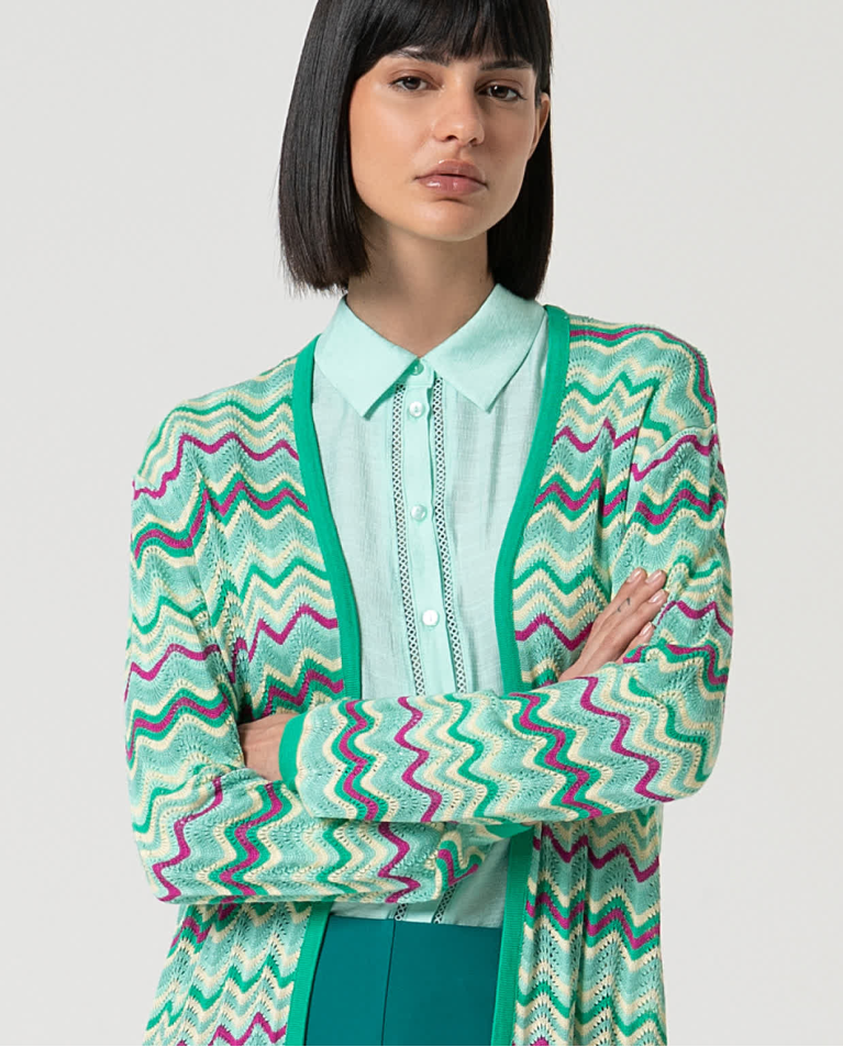 surkana Cárdigan largo tricot Turquesa Tienda