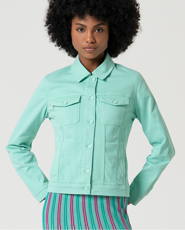 surkana Chaqueta denim lisa Verde Agua