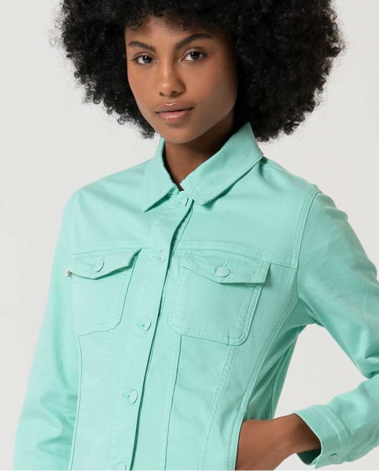 surkana Chaqueta denim lisa Verde Agua Tienda