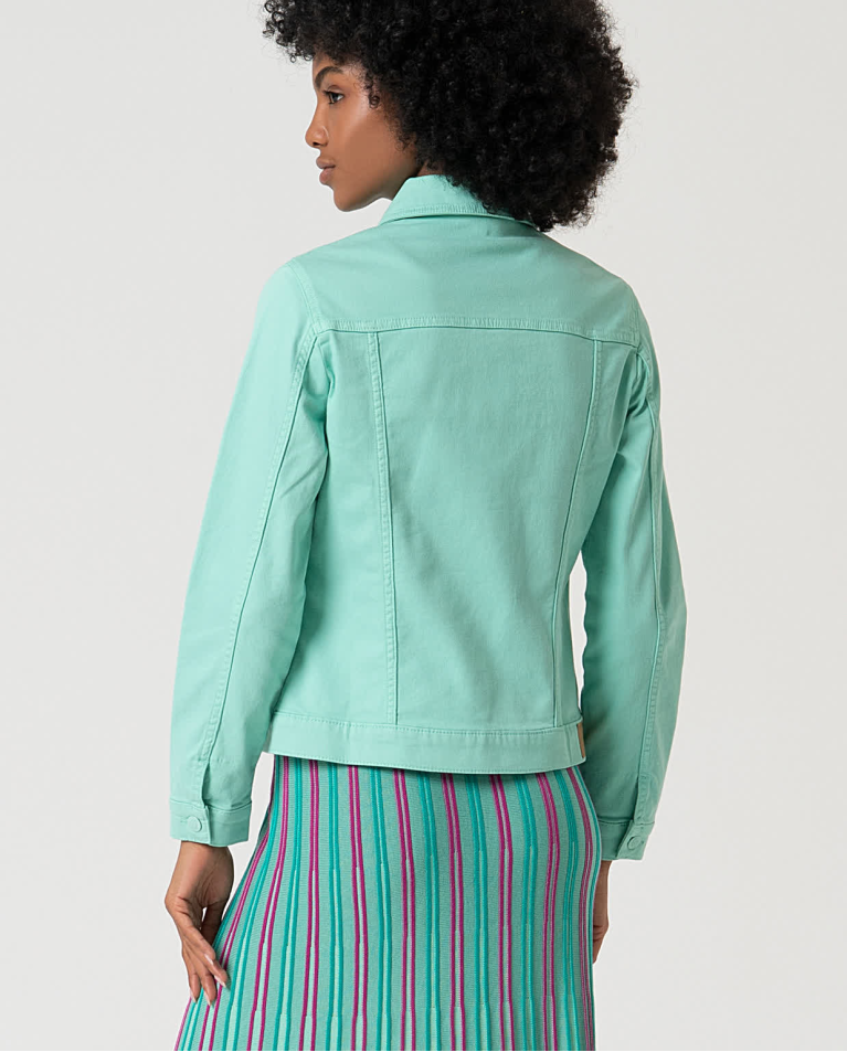 surkana Chaqueta denim lisa Verde Agua Tienda