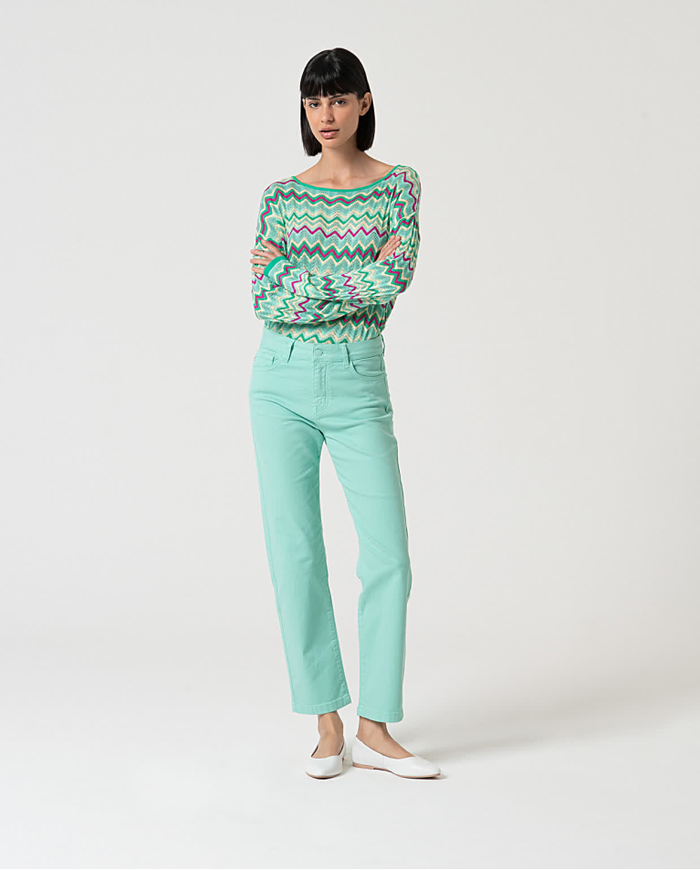 surkana Pantalón recto denim liso Verde Agua