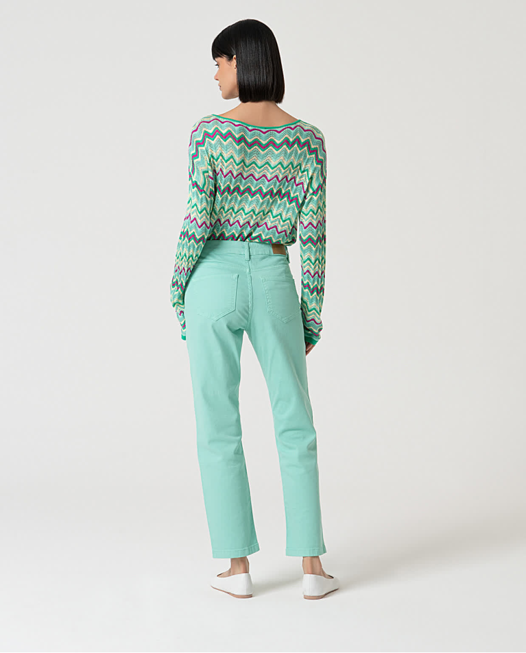 surkana Pantalón recto denim liso Verde Agua Mejor oferta