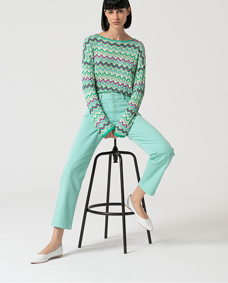 surkana Pantalón recto denim liso Verde Agua Mejor oferta