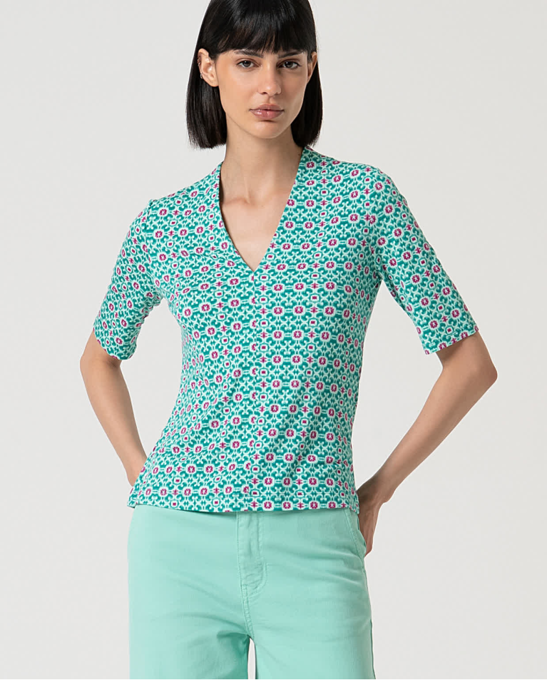 surkana Camiseta elástica estampada Turquesa