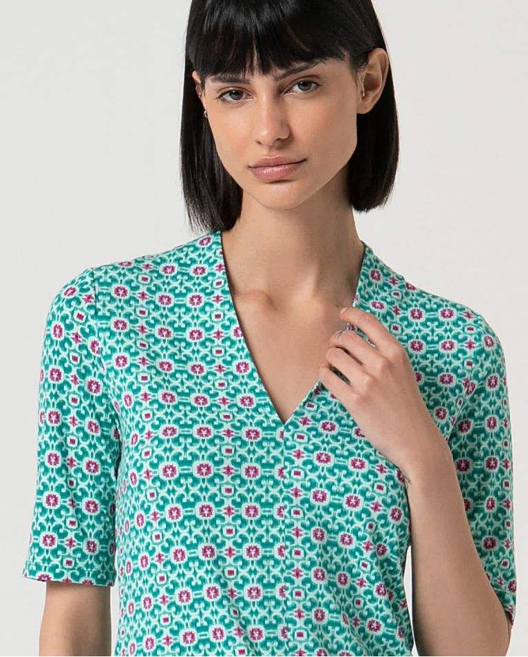 surkana Camiseta elástica estampada Turquesa Rebajas online