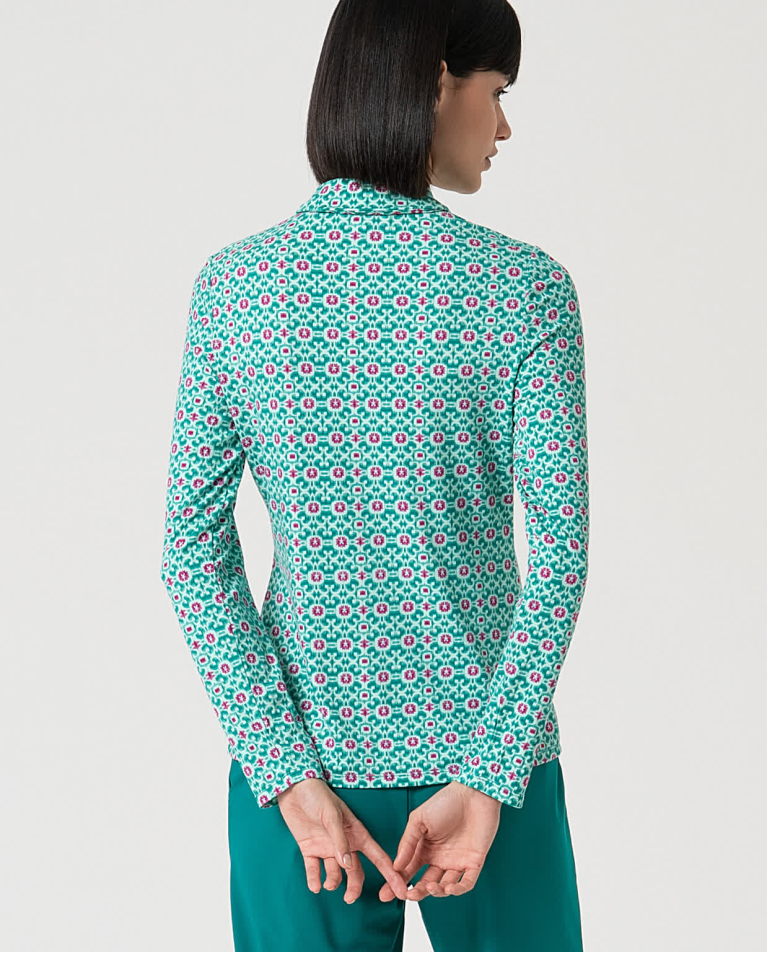 surkana Camisa elástica manga larga estampada Turquesa Rebajas top
