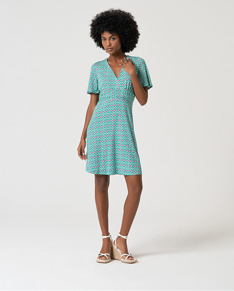 surkana Vestido corto elástico estampado Turquesa
