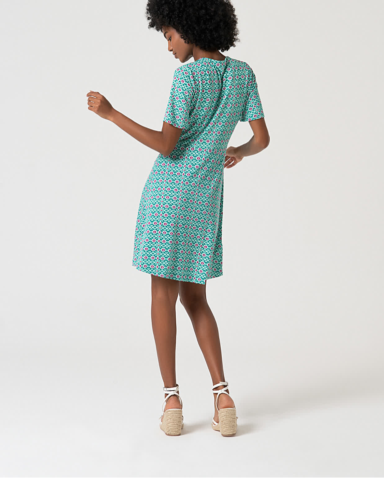 surkana Vestido corto elástico estampado Turquesa Oferta especial