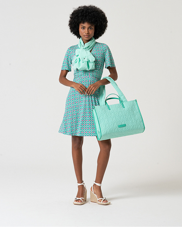 surkana Vestido corto elástico estampado Turquesa Oferta especial