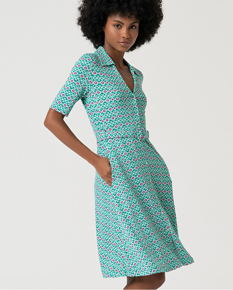 surkana Vestido elástico camisero estampado Turquesa Envío gratis