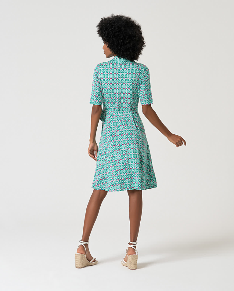 surkana Vestido elástico camisero estampado Turquesa Envío gratis
