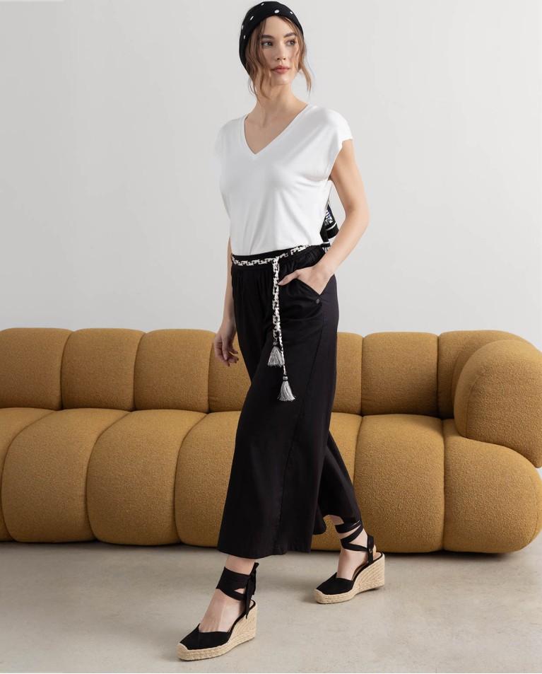 surkana Pantalón culotte con cinturón Negro