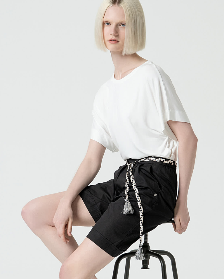 surkana Bermuda algodón con cinturón Negro COMPRAR AHORA