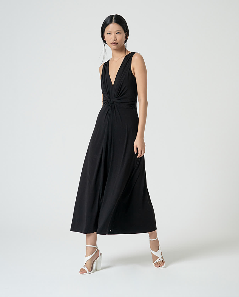 surkana Vestido elástico con nudo delantero Negro