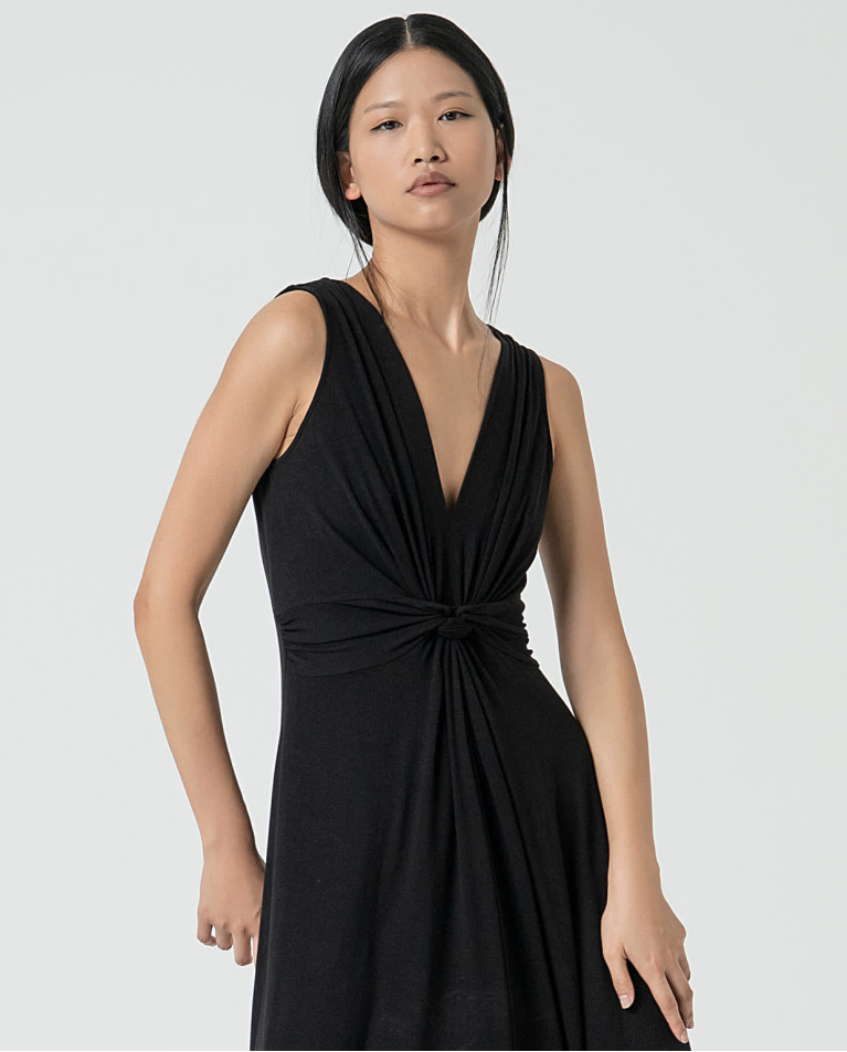 surkana Vestido elástico con nudo delantero Negro Últimos 2 días