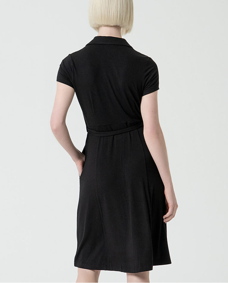 surkana Vestido camisero elástico liso Negro Último día