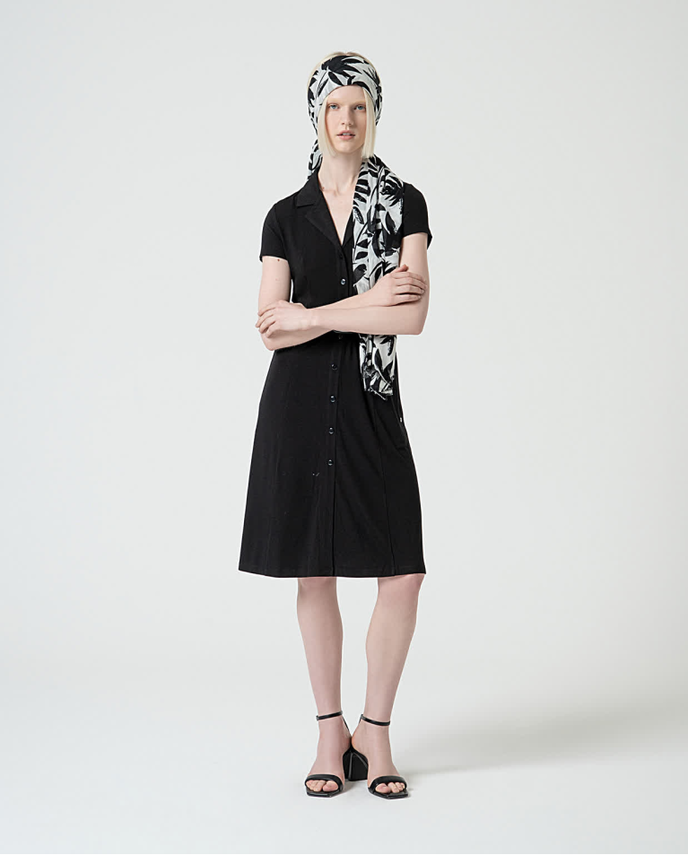 surkana Vestido camisero elástico liso Negro Último día