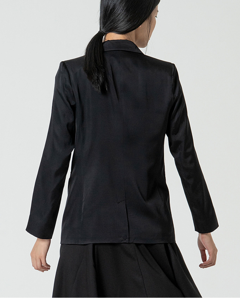 surkana Blazer satinada cruzada lisa Negro Promoción trimestral