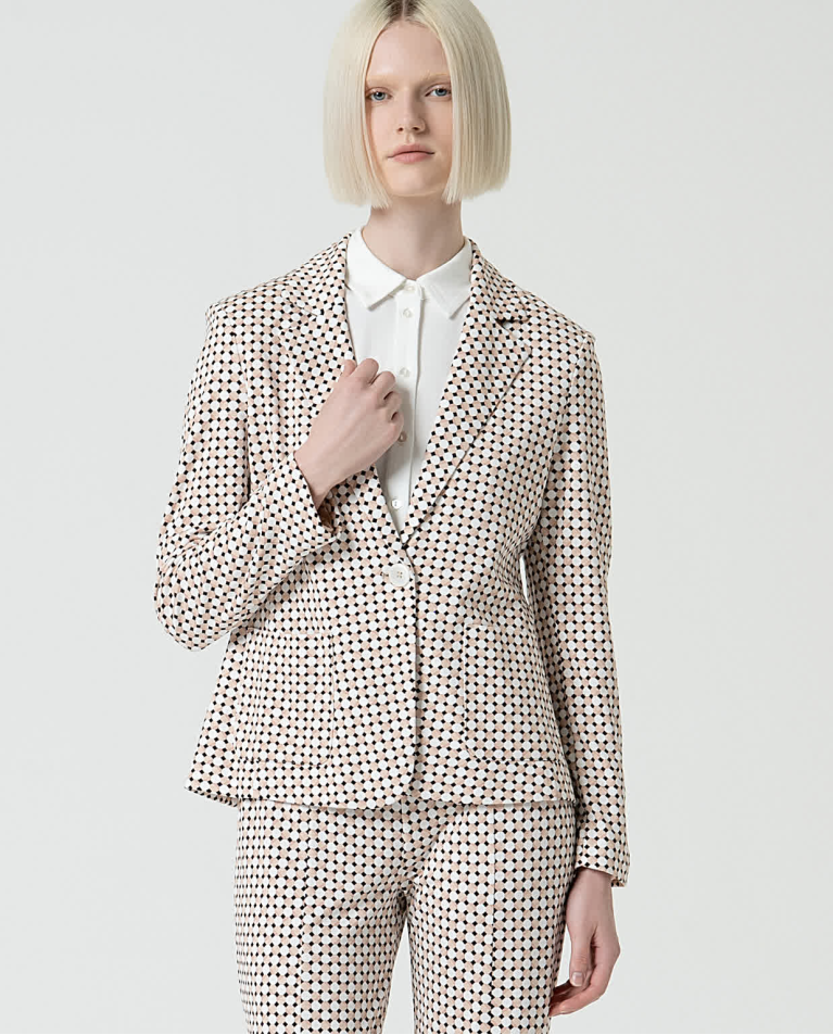 surkana Blazer cruzada y estampada Blanco Roto