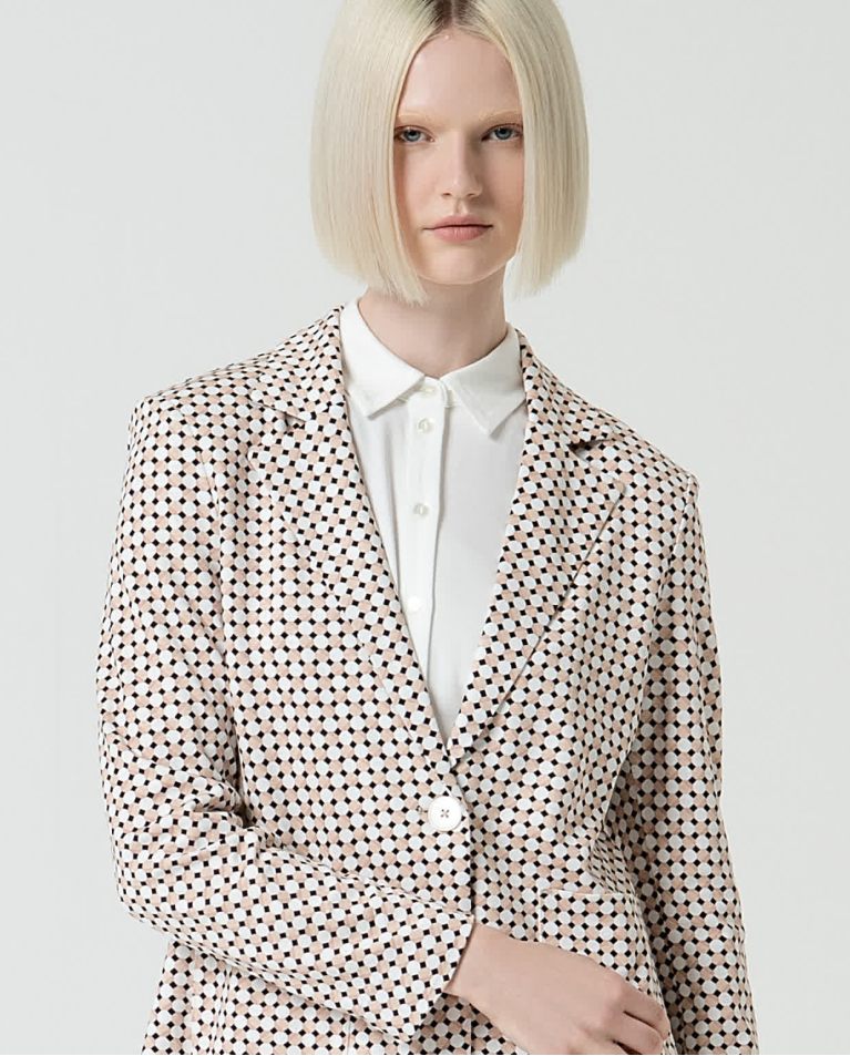 surkana Blazer cruzada y estampada Blanco Roto Liquidación