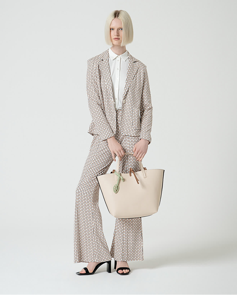 surkana Blazer cruzada y estampada Blanco Roto Liquidación