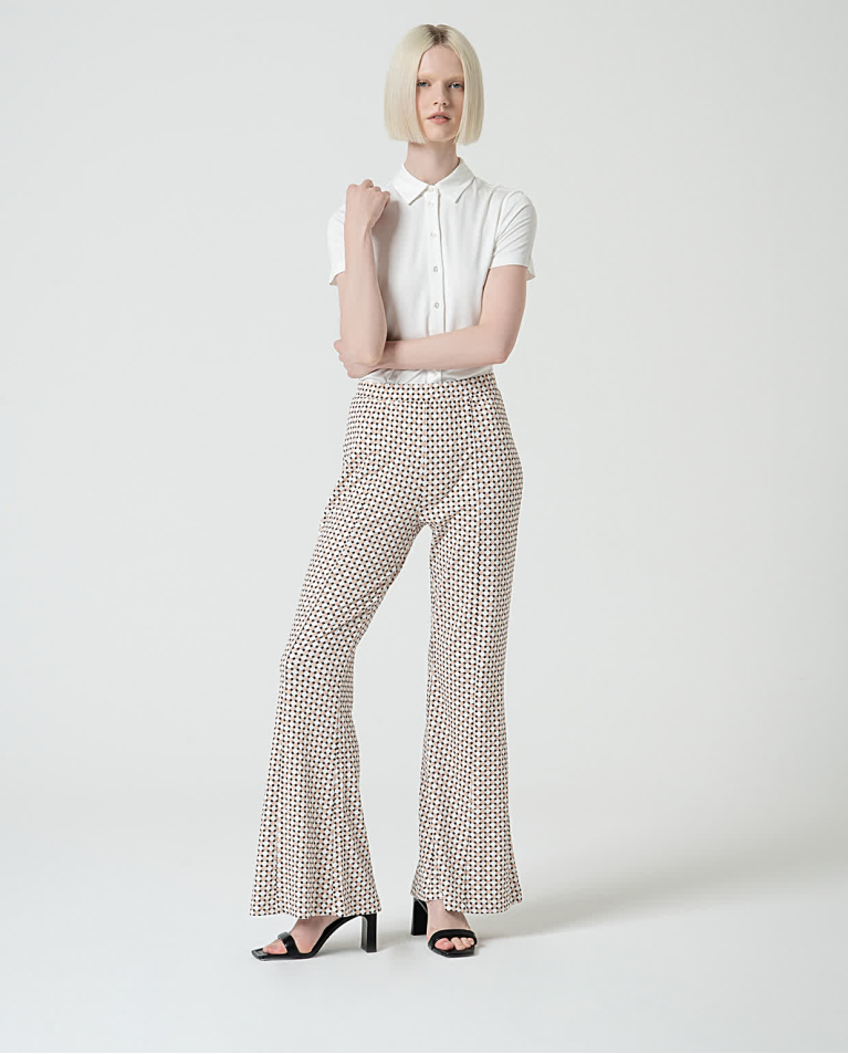 surkana Pantalón flare elástico estampado Blanco Roto