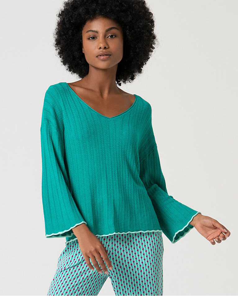 surkana Jersey de punto oversize liso Esmeralda Ahorra y exporta