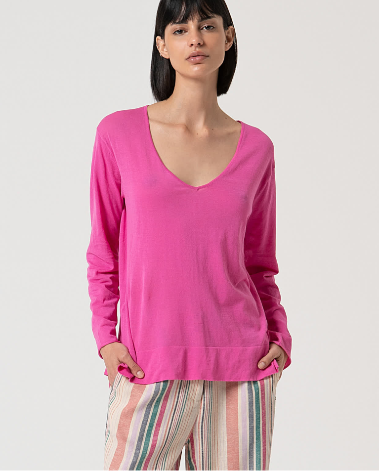 surkana Jersey entretiempo algodón liso Rosa