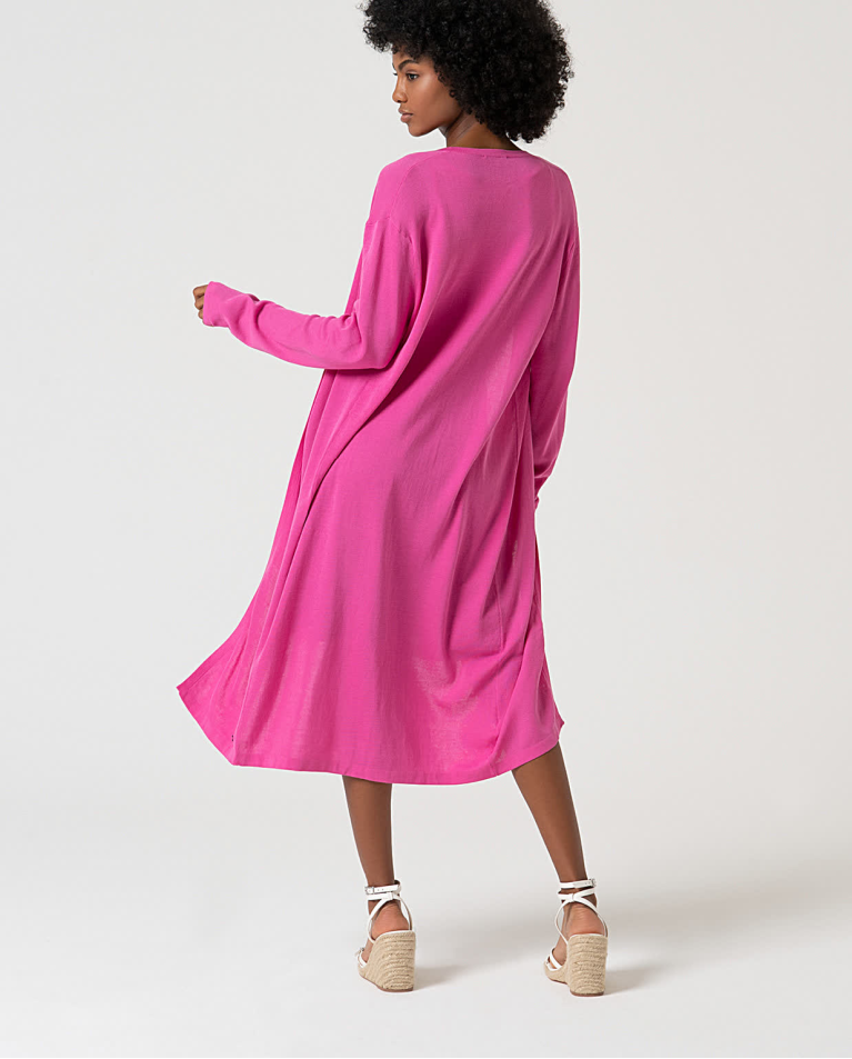 surkana Cárdigan largo algodón liso Rosa Última moda