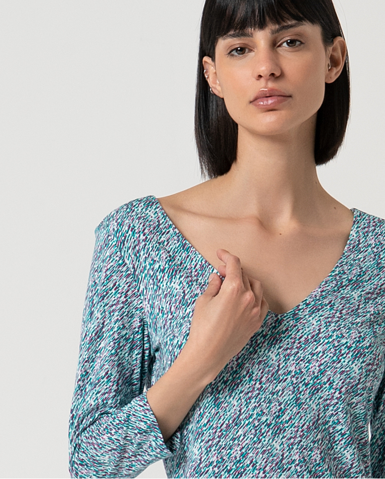 surkana Camiseta elástica estampada Turquesa Descuento por venta flash