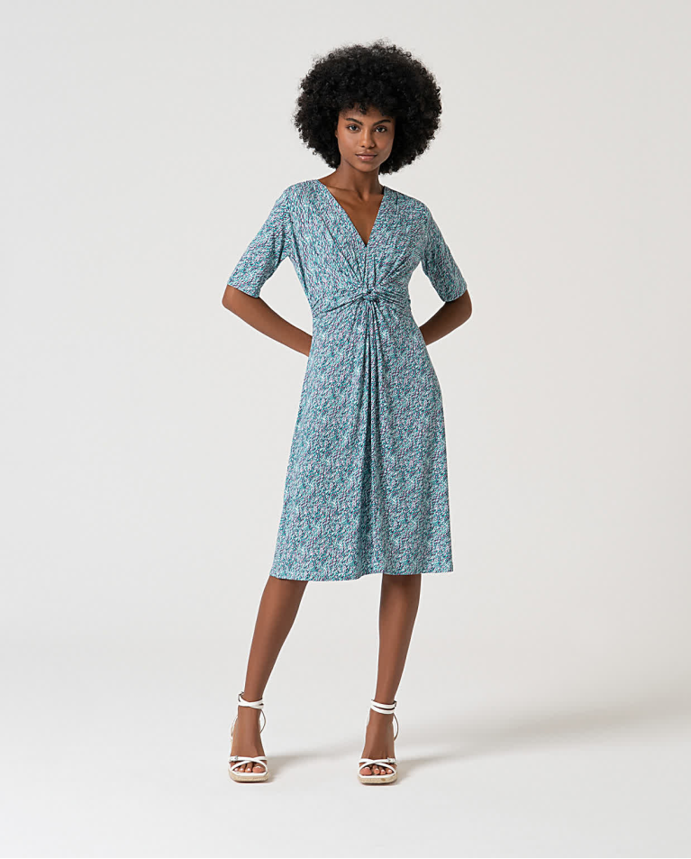 surkana Vestido corto elástico estampado Turquesa