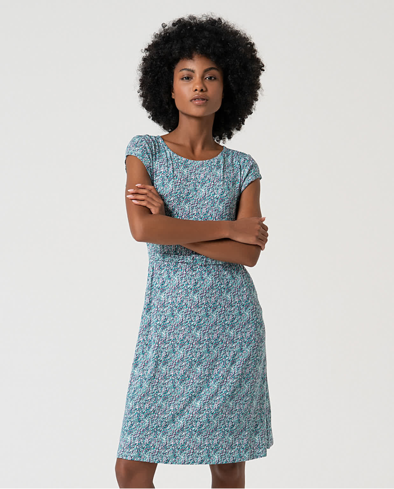 surkana Vestido elástico con cinturón estampado Turquesa Rebajas de fin de temporada