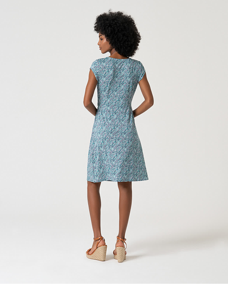 surkana Vestido elástico con cinturón estampado Turquesa Rebajas de fin de temporada