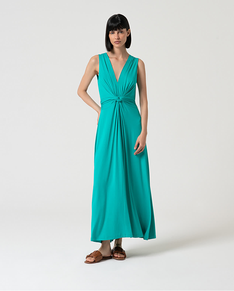 surkana Vestido elástico con nudo delantero Esmeralda