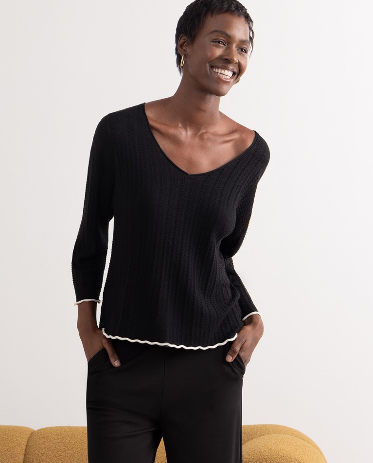 surkana Jersey de punto oversize liso Negro