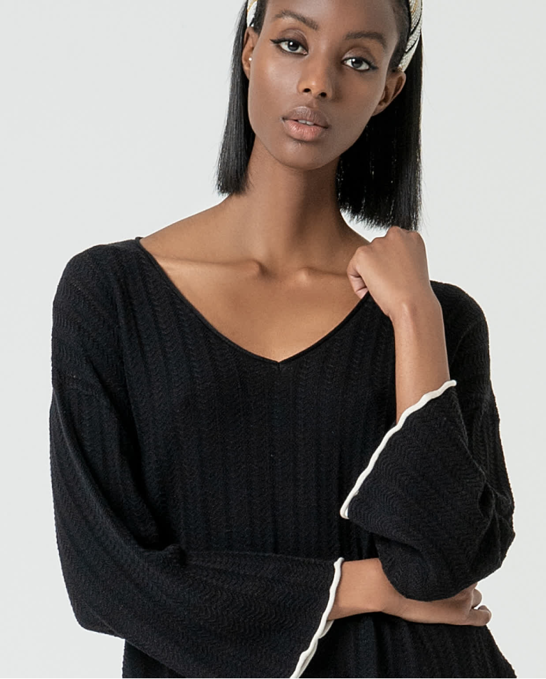 surkana Jersey de punto oversize liso Negro En línea