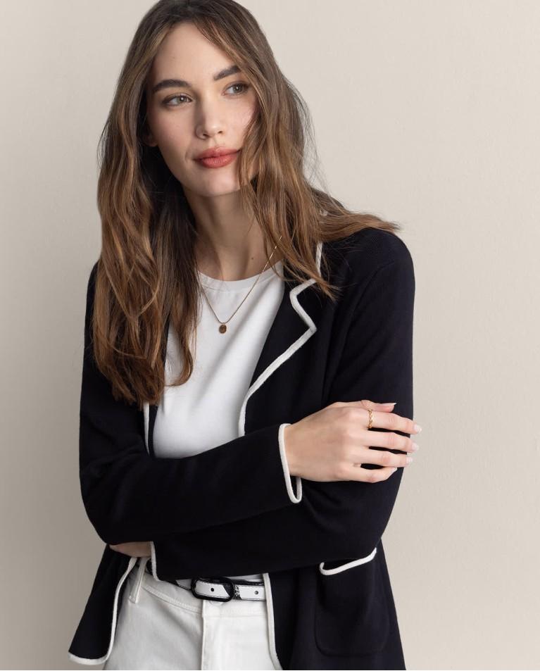 surkana Blazer cruzada de punto lisa Negro Rebajas
