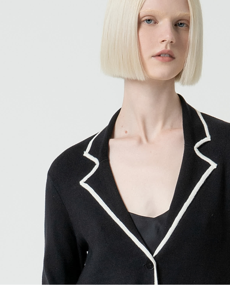 surkana Blazer cruzada de punto lisa Negro Rebajas