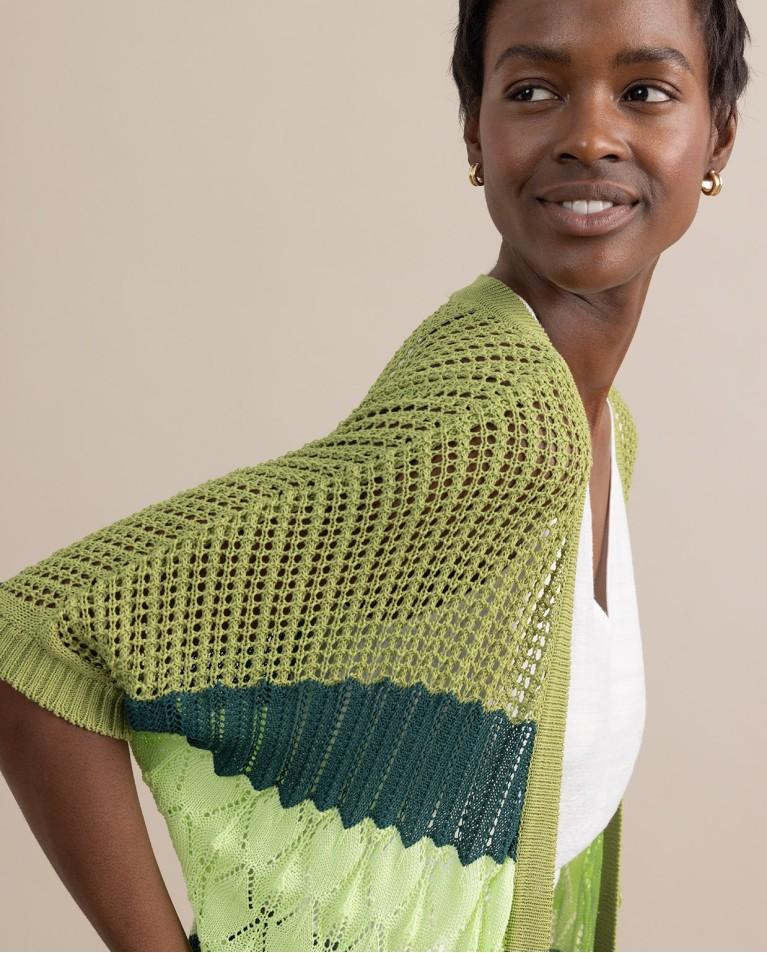 surkana Cárdigan largo de crochet Verde Gran oferta
