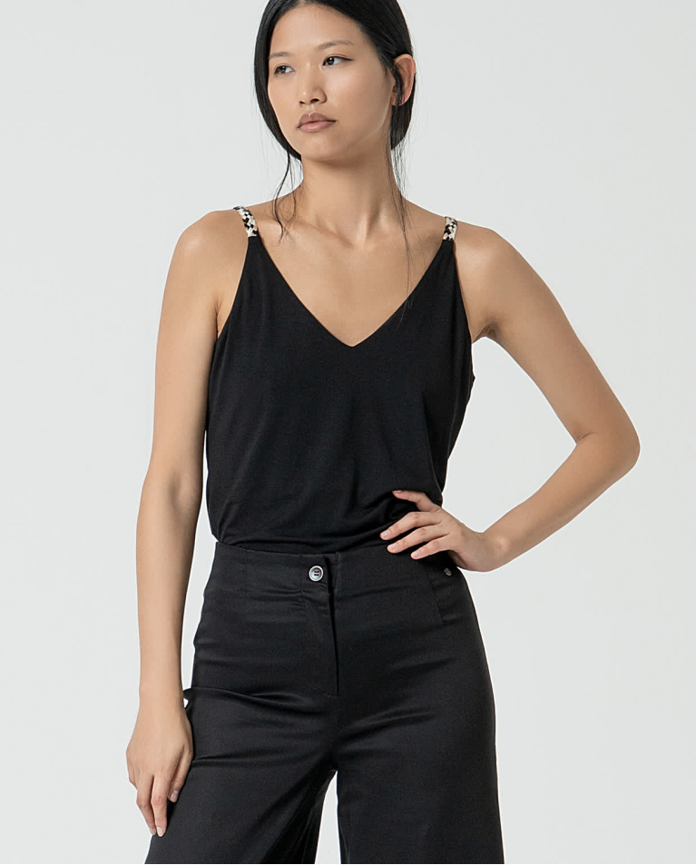 surkana Pantalón flare elástico liso Negro Rebajas baratas