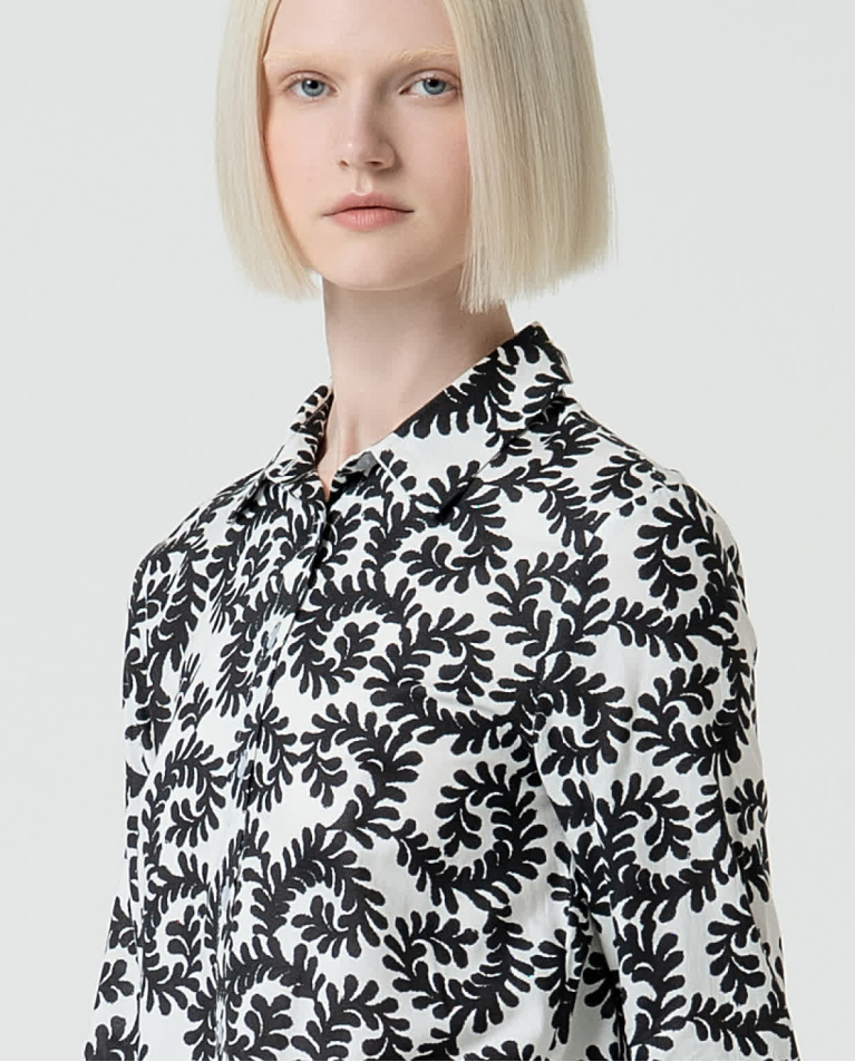 surkana Camisa larga estampada Blanco Ventas relámpago