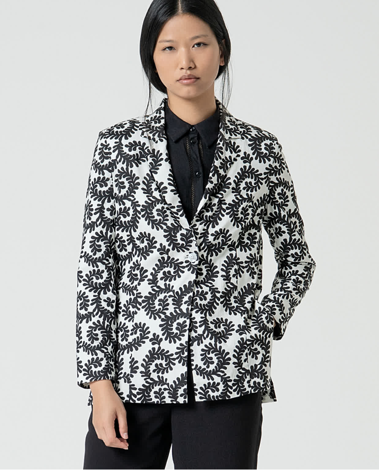 surkana Blazer de viscosa cruzada y estampada Blanco