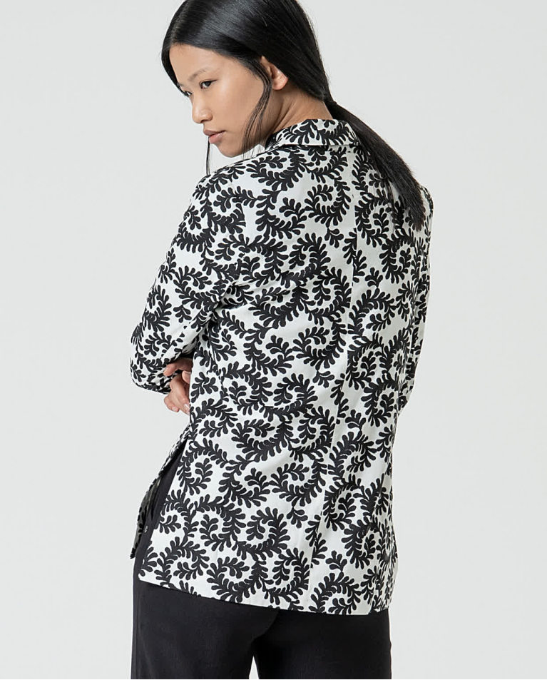 surkana Blazer de viscosa cruzada y estampada Blanco Descuento