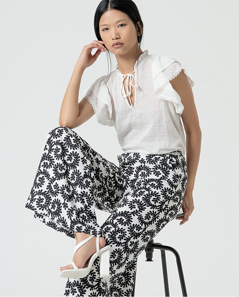 surkana Pantalón wide leg estampado Blanco Tienda