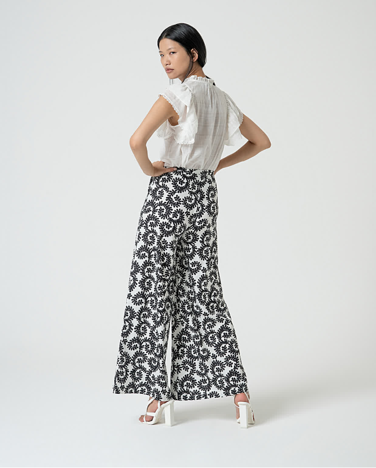 surkana Pantalón wide leg estampado Blanco Tienda