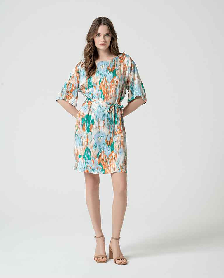 surkana Vestido túnica satinado estampado Azul