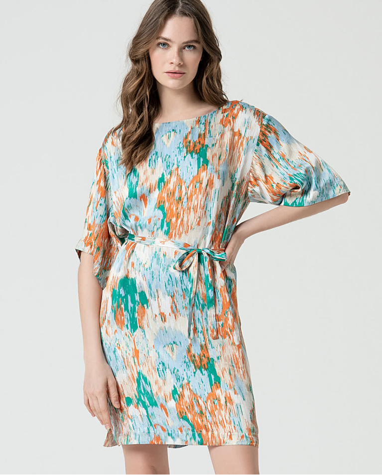 surkana Vestido túnica satinado estampado Azul Rebajas top