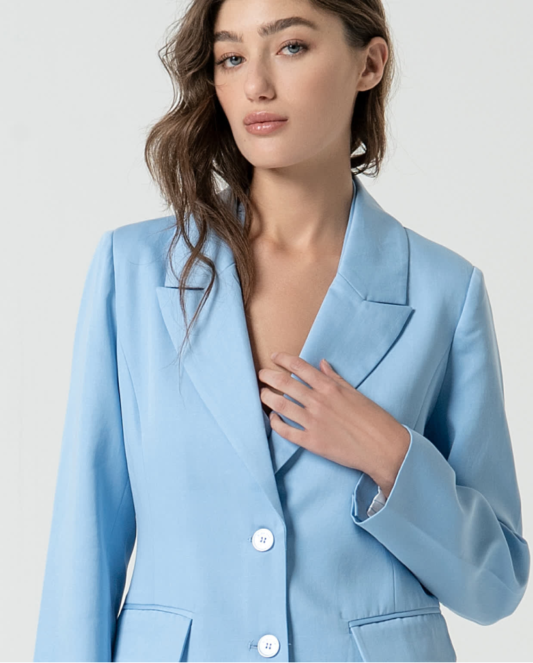 surkana Blazer cruzada lisa Azul Oferta especial de fábrica